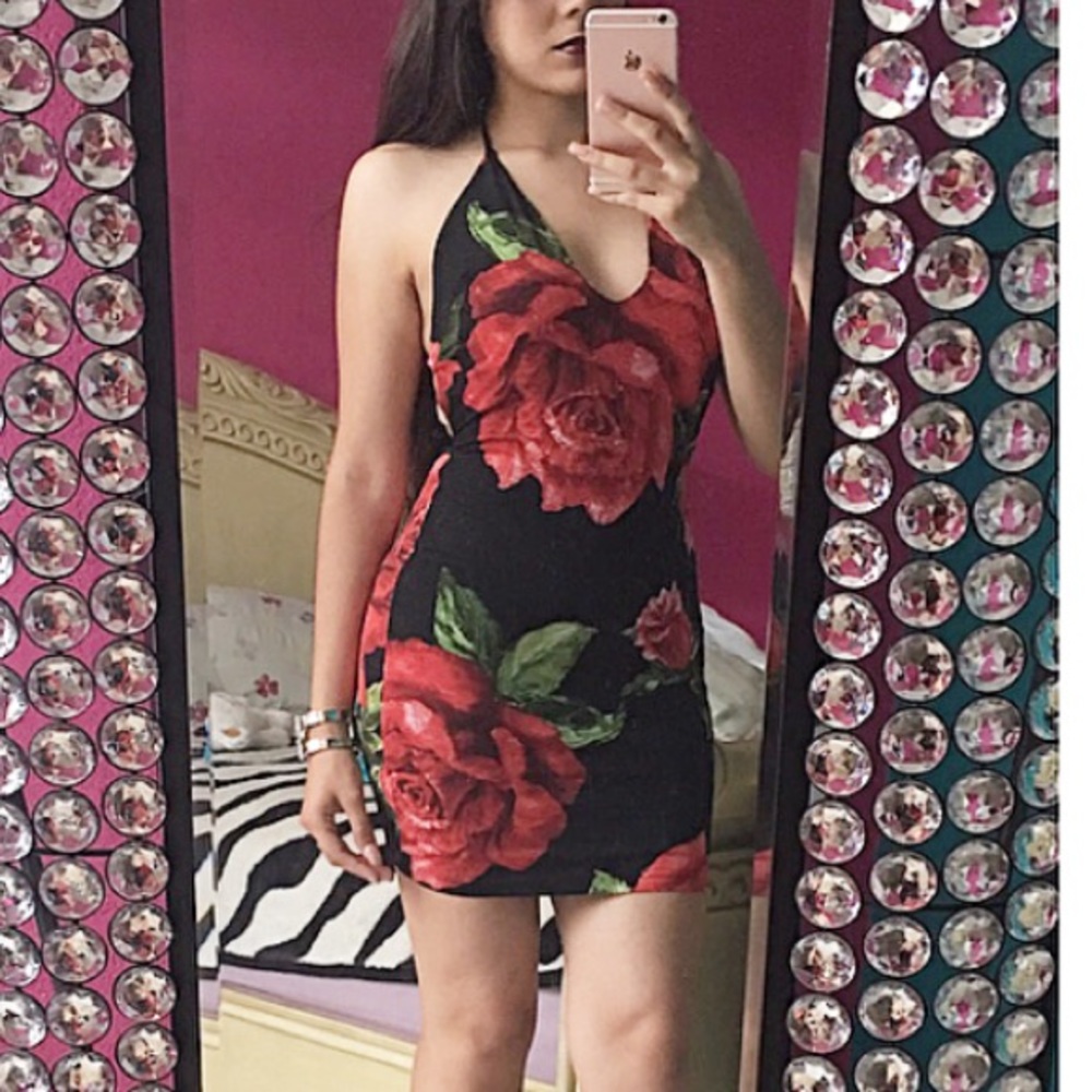Mini Black Floral Dress